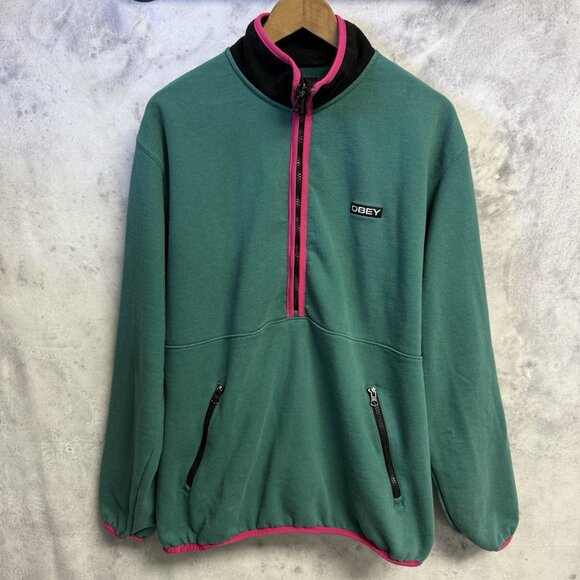 Obey Worldwide Sweatshirt Adult Large 24x27 1/2 Zip Skate Streetwear - Picture 1 of 16